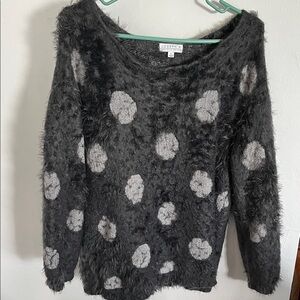 Joseph A Black and Gray Polka Dot Sweater
